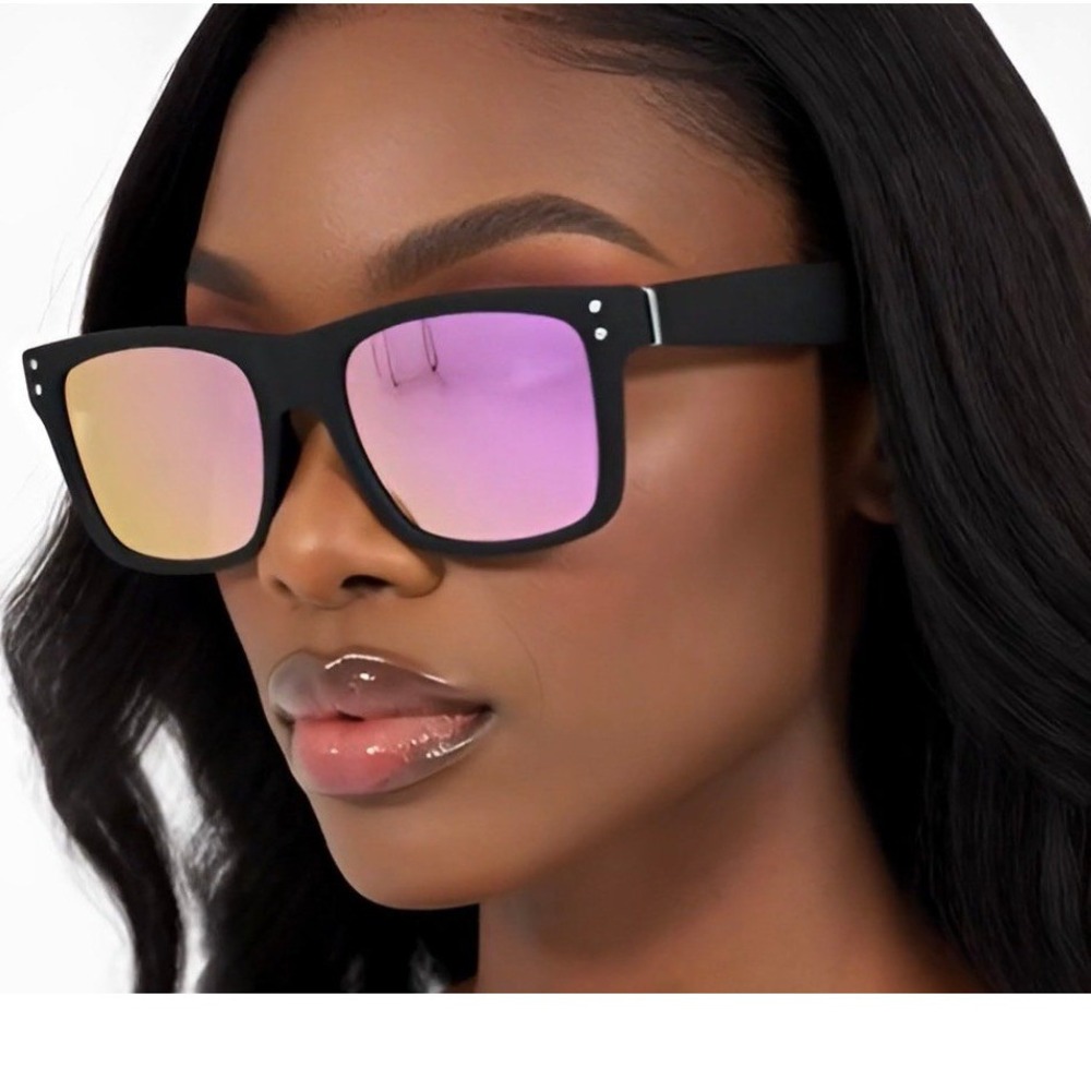 Luxury Sunglasses Pink Mirrored Lens Square Fashion Sun Glasses Lentes Women New - Picture 5 of 11